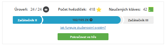 Psaní Hravě 2.0 - hodnosti